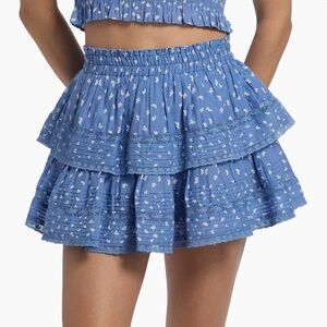 LoveShackFancy × Visit Savannah Ruffle Bow Printed Miniskirt size Medium NEW